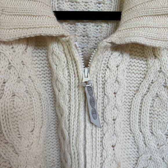 Aran Crafts Cream Cableknit Chunky Sweater Wool Ireland Full Zip Oversized XXL - Picture 6 of 9